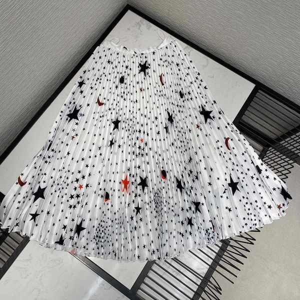 

skirts high-end spring starry moon printout with long skirts of high-waisted women deep-waisted style preppy track sweet lady 7dt8, Black
