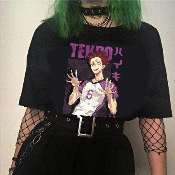

men's t-shirts 2021 style haikyuu t-shirt kuroo anime short sleeve harajuku fashion hip hop unisex, White;black