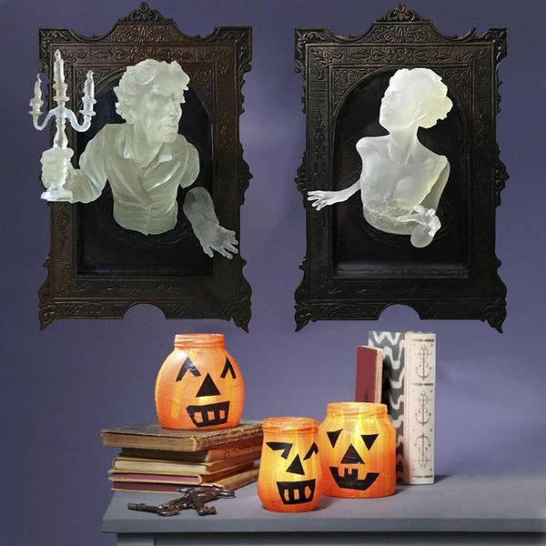 

wall stickers ghost in the mirror halloween resin luminous frame ornaments 3d can decoration