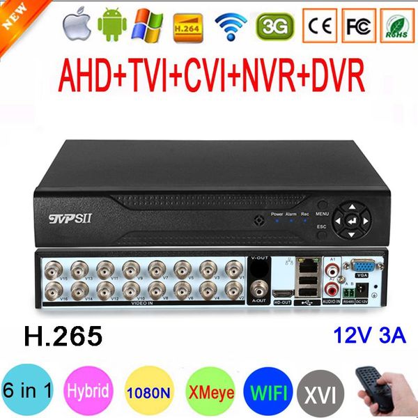

1080p,960p,720p cctv camera xmeye hi3521d h.265+ 16 channel 16ch 1080n 6 in 1 hybrid wifi tvi cvi nvr ahd dvr video recorder, Black;white