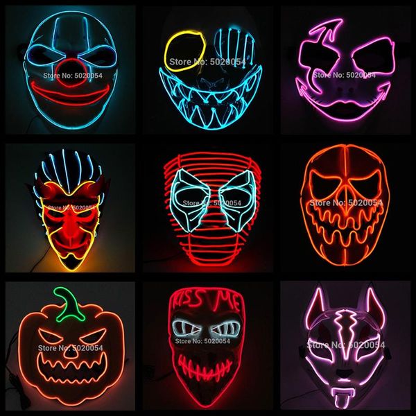 

party masks 2021 fashion movie cosplay mask light up led halloween masque masquerade horror drop ship