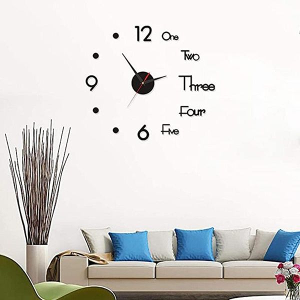 

wall clocks 3d clock home decor diy large mordern design sticker self-adhesive acrylic mirror nordic art quartz