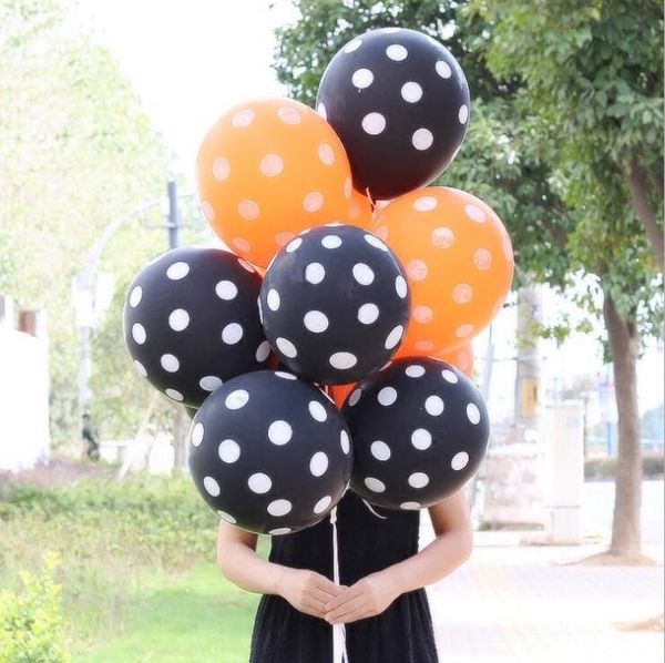 

factory outlet party decoration halloween l ktv shopping mall supermarket supplies 12 inch thickened black orange dot latex balloon
