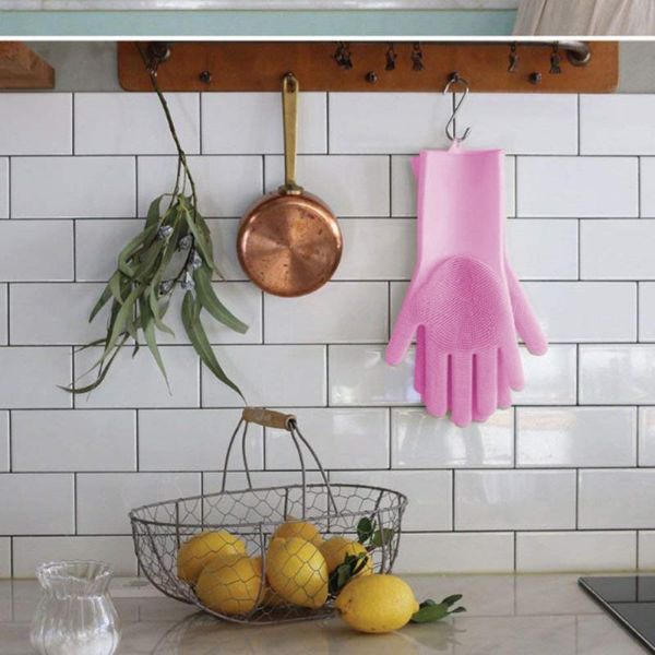

disposable gloves 1pair silicone cleaning kitchen dish washing glove for household scrubber rubber clean tool