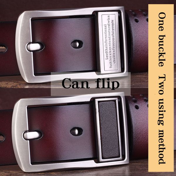 

2021 new fashion 100% cowhide genuine leather belts for men brand strap male pin buckle fancy vintage 3ti7, Black;brown