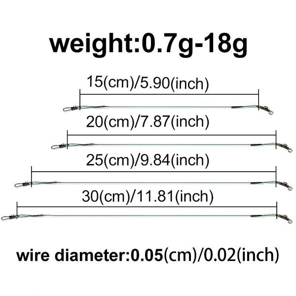 

20pcs 15cm black anti bite steel fishing line steel wire leader swivel fishing accessory lead core leash