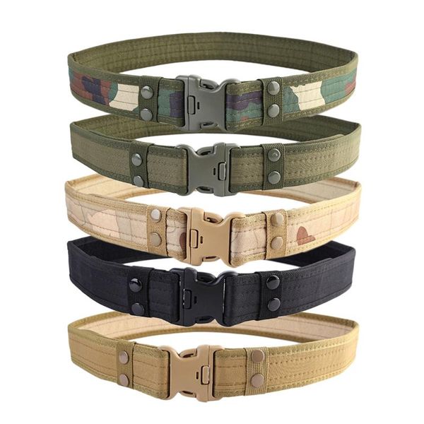 

cords, slings and webbing 130cm men's tactical belt quick release adjustable canvas waistband outdoor hunting camouflage army waist str
