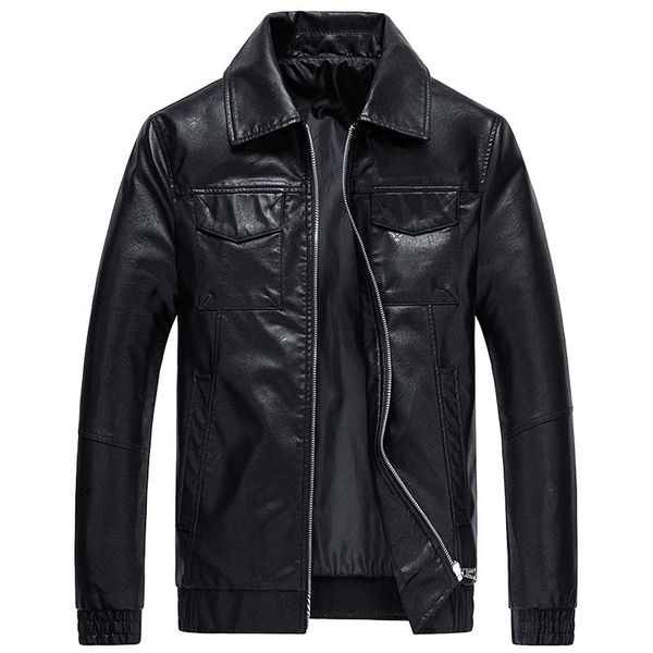 

men's jackets fashion winter men solid colors fur pu leather motorcycle casual long sleeve turn-down collar zipper coat outwear#g3, Black;brown