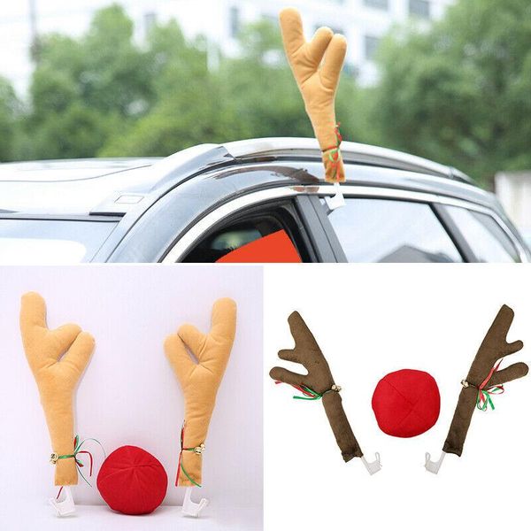 

christmas decorations 1 set cute car reindeer antlers red nose xmas decoration kit ornament fashion gifts accessories