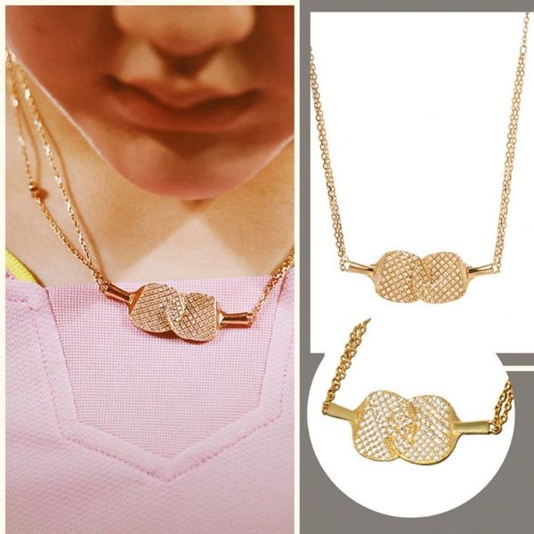 

chains clavicle chain pingpong paddles pendant women electroplating long lasting necklace for anniversary, Silver