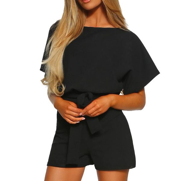 

women's jumpsuits & rompers women jumpsuit short sleeve elegant lace up crew neck dating shopping high waist office casual daily loose, Black;white