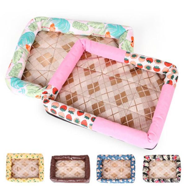 

dog summer ice silk bed new fruit print strawberry cat bed ice silk mat teddy summer mat kennel