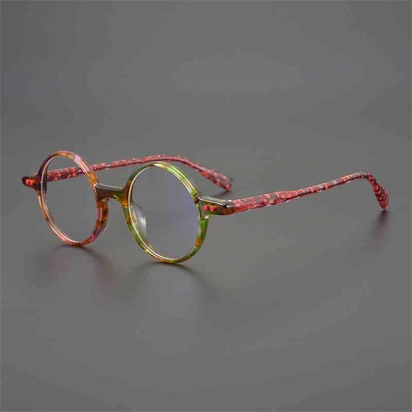 

75% off online shop handmade light color blue color matching plate super personality niche round frame myopia glasses frame men and women, White;black