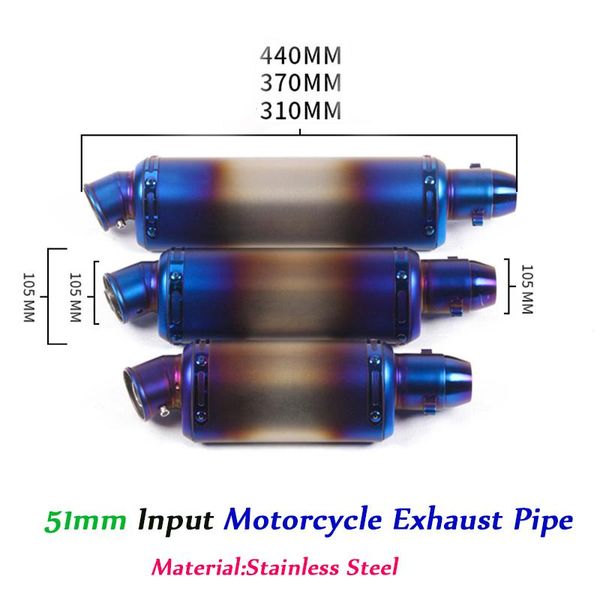 

motorcycle exhaust system stainless steel muffler pipe removable db killer silp on header 51mm blue baffler