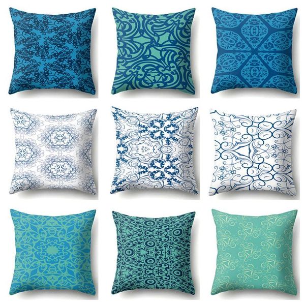 

cushion/decorative pillow 45x45cm blue pillowcase geometric throw cushion cover printing case bedroom office