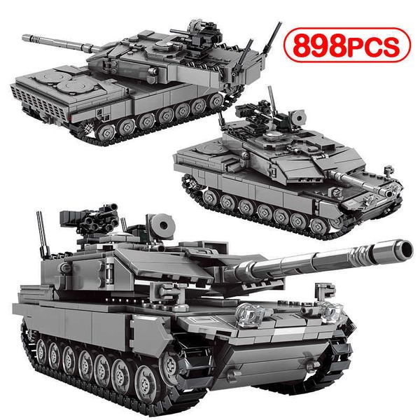 City Technical WW2 Leclerc Principal Battle Tank Modelo Building Blocos militares Armação Army Chariot Soldado Tijolos Brinquedos Para Crianças X0902