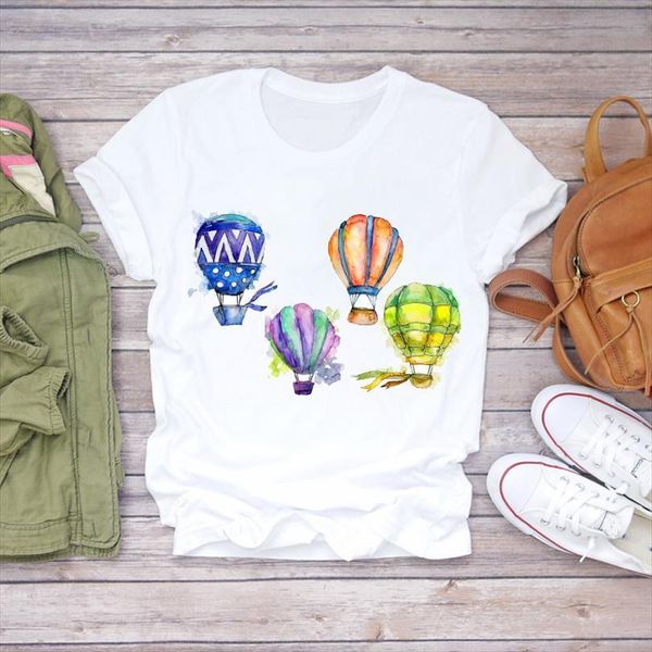 

and women watercolor cartoon mens t shirts balloon aesthetic 90s ladies print womens graphic shirt female tee, White;black