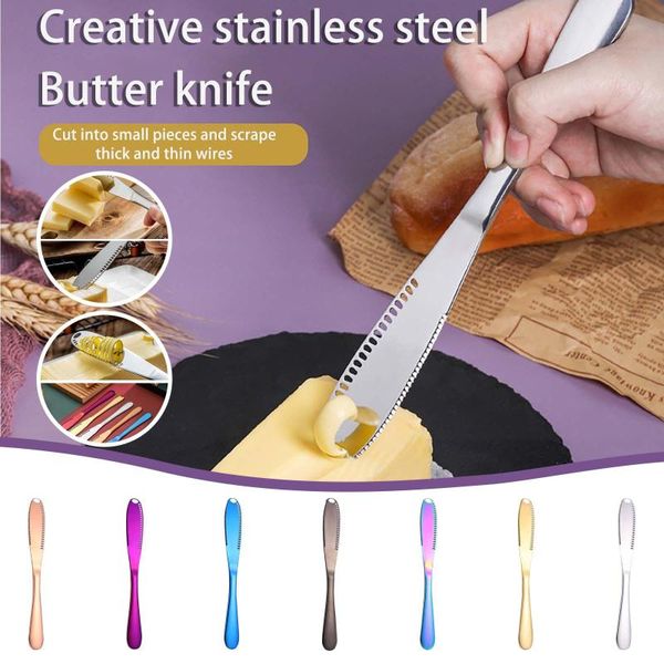 

forks 7 colors stainless steel cheese butter knife high-end bread marmalade #3
