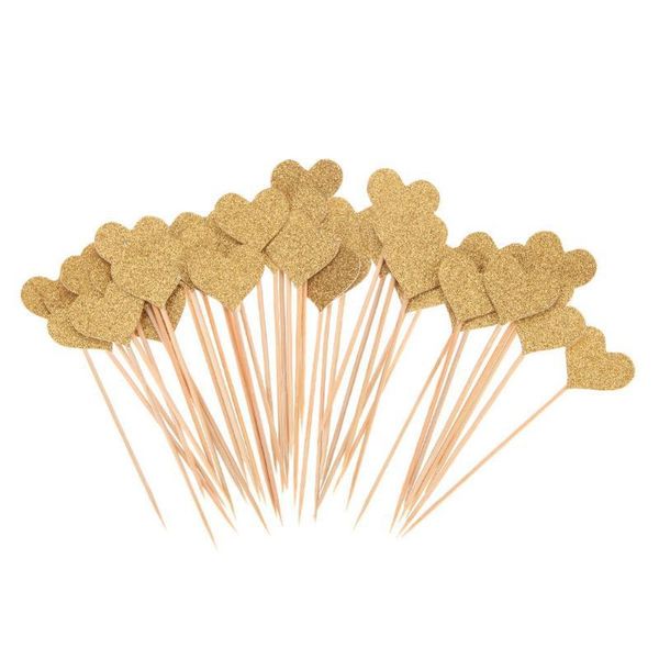 

other festive & party supplies -40 pieces / set of golden bling heart shape insert card with toothpick for wedding birthday cute lovely gift