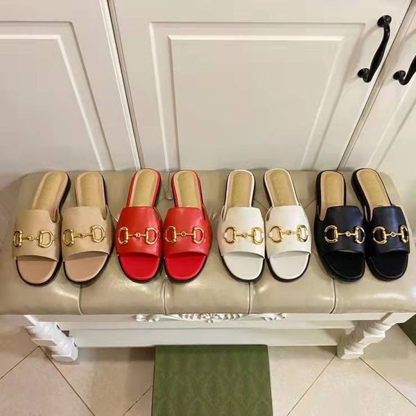 

2022ss spring new horseshoe button embellished slippers leather upper with sheepskin lining size 35-43, Black