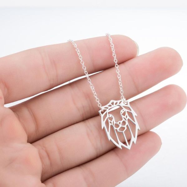 

chokers wangaiyao2021 creative origami lion necklace female cute animal lady clavicle chain pendant jewelry holiday gift, Golden;silver
