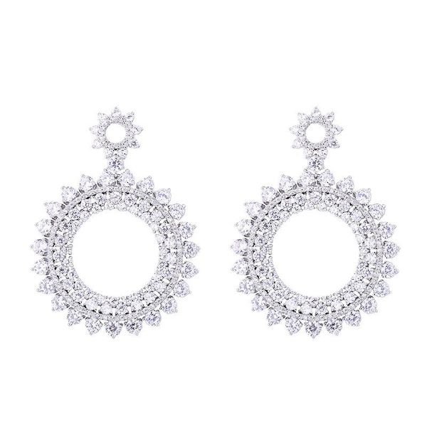 

hoop & huggie color flower earrings micro-inlaid zircon sun lace european and american big-name wholesale re, Golden;silver