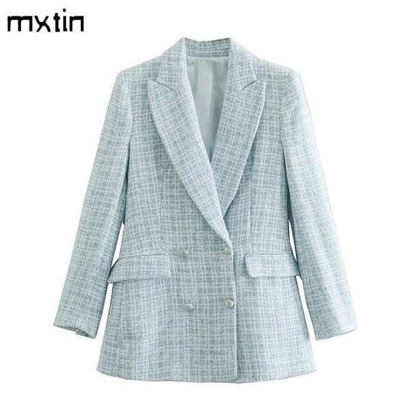 

women's suits & blazers 2021 women fashion double breasted tweed and jackets work office lady autumn suit slim business female blazer c, White;black
