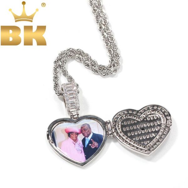 

the bling king heart shape custom p locket frame pendant engrave name fashion memory jewelry for couple valentine's day gift, Silver