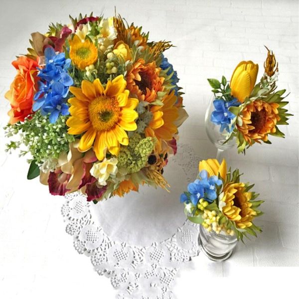 

custom wide - hand sunflower garden is a bride simulation handball wholesale ing