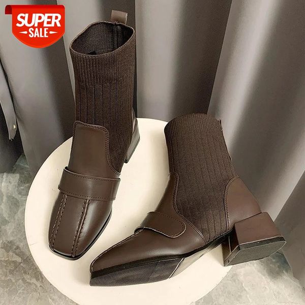 

fashion ankle boots winter warm leather women work shoes comfortable shoes female square heel woman boots heel #3d0c, Black