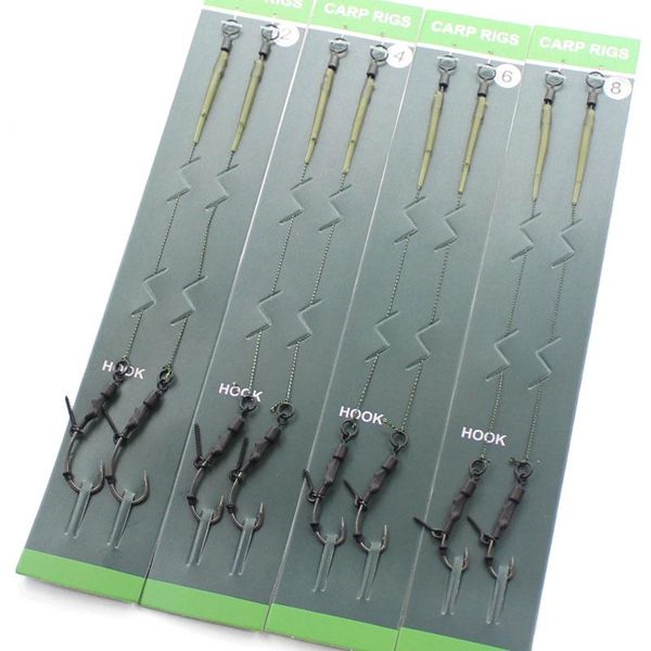 

fishing hooks carp hook rigs ready tied ronnie ptfe coated barbed quick change hooklink for tackle