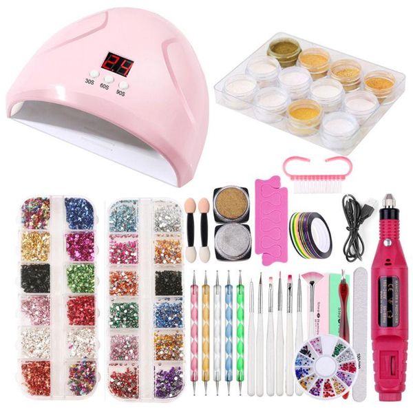 

nail art kits set uv led lamp dryer with gel polish kit soak off manicure tools electric drill for