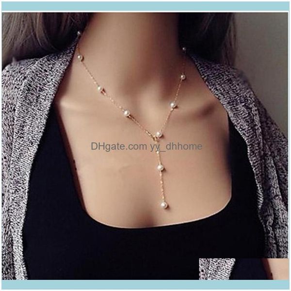

chains & pendants jewelrychains faux peals pendant necklaces for women gold sier color clavicle chain fashion jewelry simple style girls gif, Silver