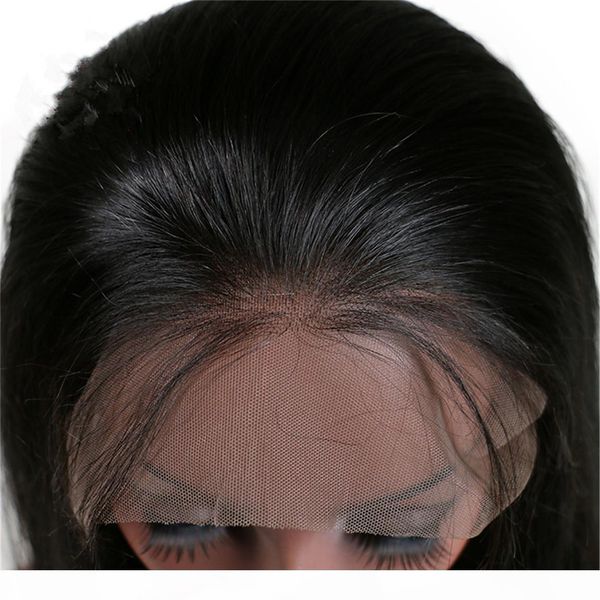 

natural color front lace staight baby hair malaysian wig human hair brazilian remy vrigin hand-made 130% density swiss lace, Black;brown