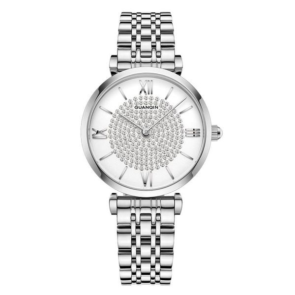 

wristwatches 2021 guanqin gs19150 quartz watch brand genuine waterproof and dustproof strap simple fashionable, Slivery;brown