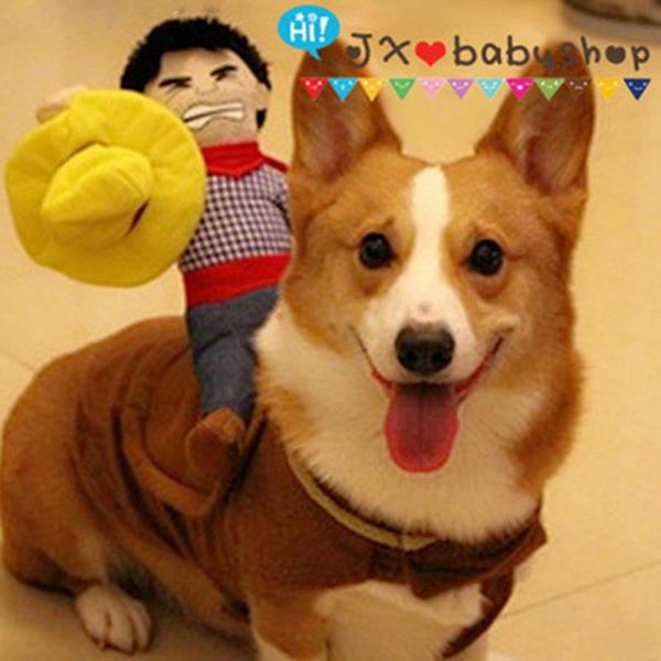 

dog apparel pet funny riding clothes cowboy rider clothes.