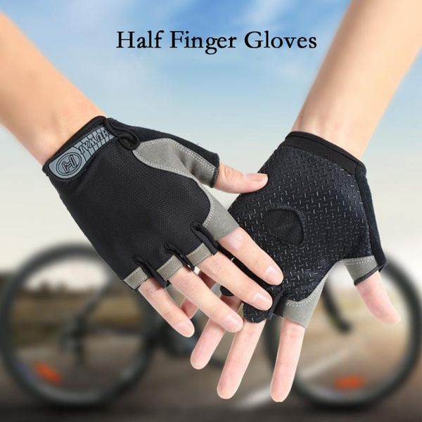 

cycling gloves men women half finger breathable bicycle bike anti slip, Black