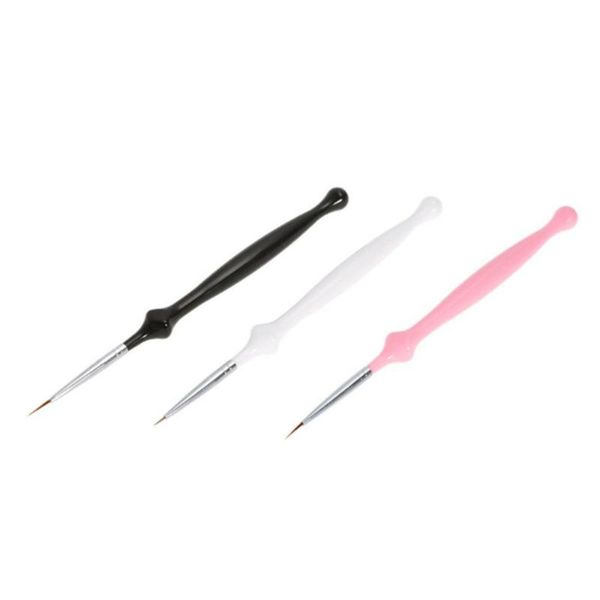 

nail brushes 3pcs diy brush tool sketch pen drawn painted polish line extremely fine clear long (black + white +), Yellow