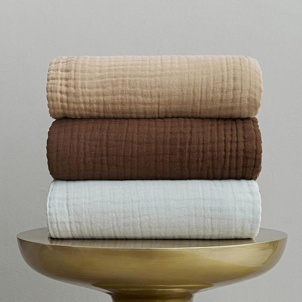 

blankets 130x190cm pure cotton 6 layer large size pre-washed soft breathable gauze blanket muslin swaddle all season for &baby