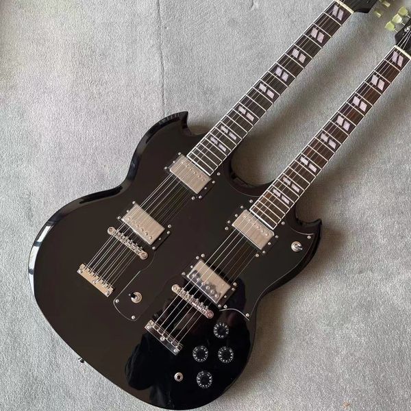 

electric guitar 6-12 stings black color.rosewood fingerboard.double necks.