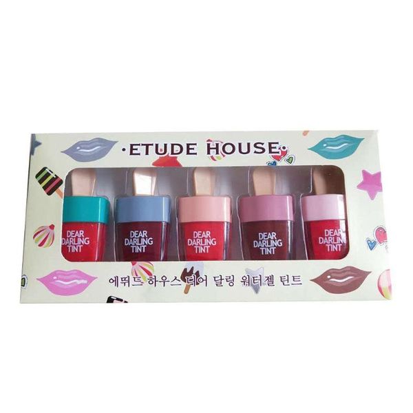 

lip gloss 5pcs / set ice cream shape lipstick water liquid dye glaze pearl tool makeu w0i9