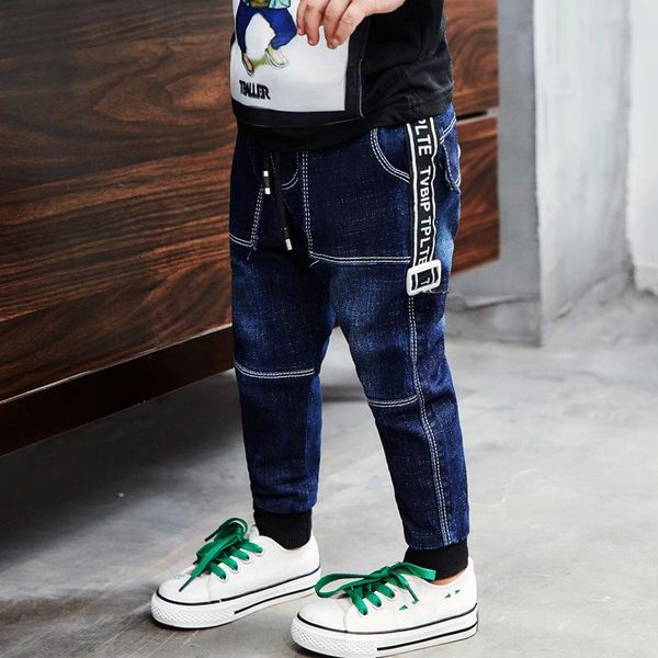 

jeans style kids boy elastic waist straight trousers baby fashion denim pant casual pants spring autumn 2-7years, Blue
