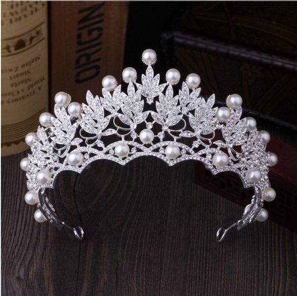 

wedding crown fashion bridal headpiece hair accessories pearl crowns tiaras head jewelry rhinestone headband, Silver