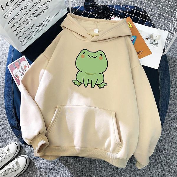 

men's hoodies & sweatshirts 2021 cute animal frog printed hoodie men women sweatshirt pullover tracksuits long sleeve pocket casual h, Black