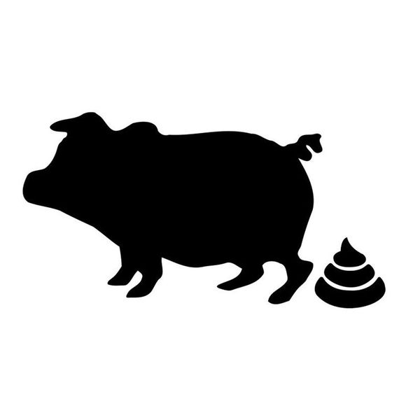 

16.5*8.8cm amusing pig pork pooping vinyl car stickers funny jdm black/silver s1-2764
