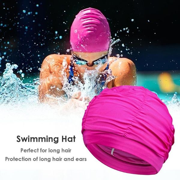 

swimming caps hat skillful manufacture women long hair bathing cap drape flexible ear protect