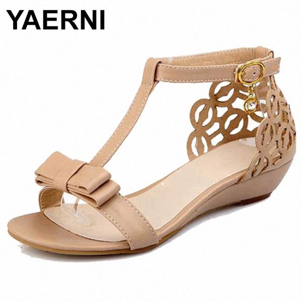 

yaerni2020large size 34 43 women wedge sandals rhinestone fretwork buckle strap elegant sweet summer shoes cutee952 s8it#, Black
