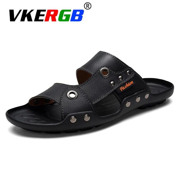 

slippers vkergb male flip flops men sandals mens outdoor summer for brand leather shales house man blue, Black