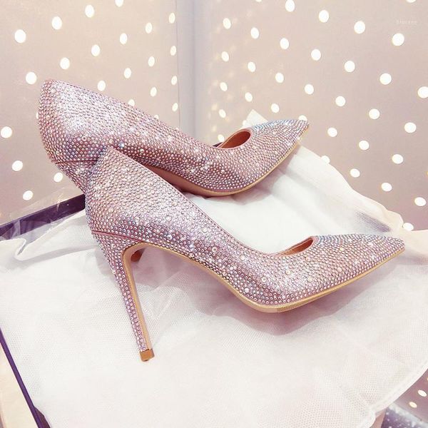 

dress shoes crystal pumps women pointed toe high heels wedding bride red silver pink ladies 6cm low heel woman1, Black