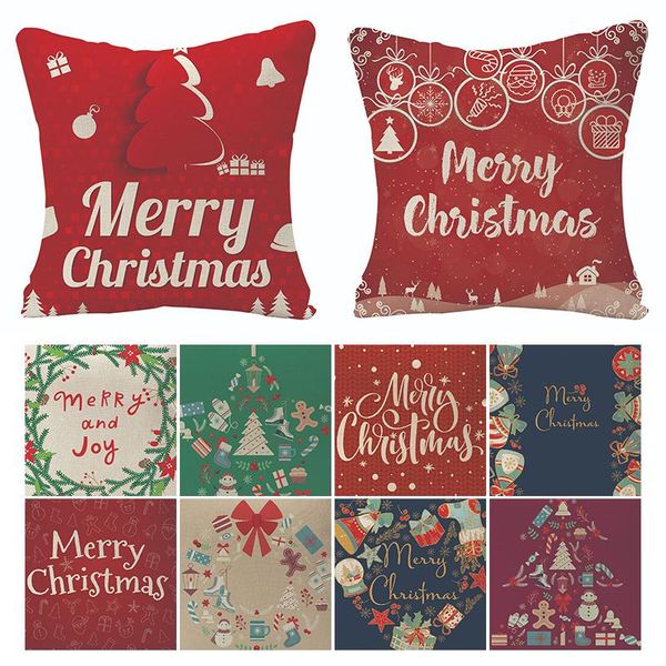 

pillow case 45*45cm christmas cushion cover linen home merry xmas ornaments supplies